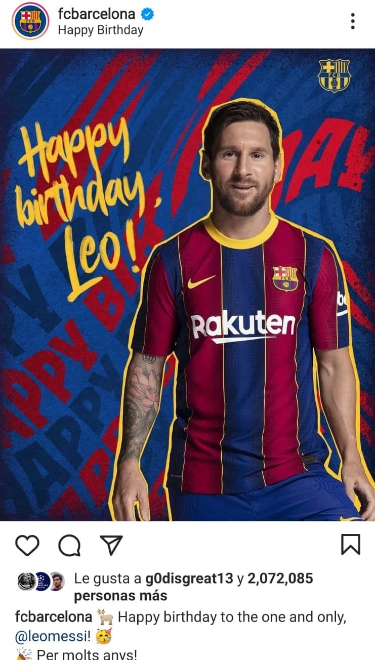 Las felicitaciones no paran para el astro del futbol argentino y referente del Club Barcelona, hoy cumple 32 años Lionel Messi y así lo felicitaron en las redes.