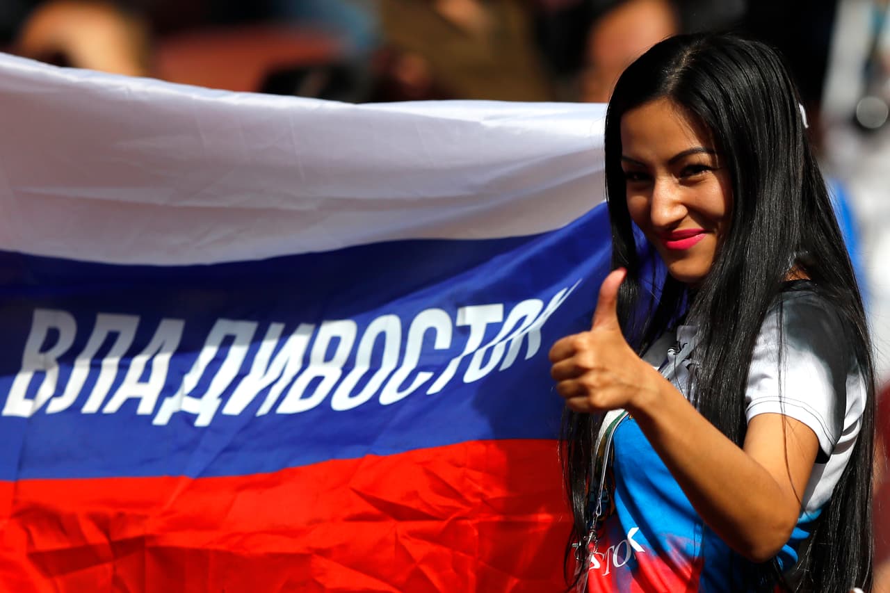 MOSCOW, RUSSIA - JUNE 14: A russian fan enjoy the pre match atmosphere prior to the 2018 FIFA World Cup Russia Group A match between Russia and Saudi Arabia at Luzhniki Stadium on June 14, 2018 in Moscow, Russia. (Photo by Kevin C. Cox/Getty Images)