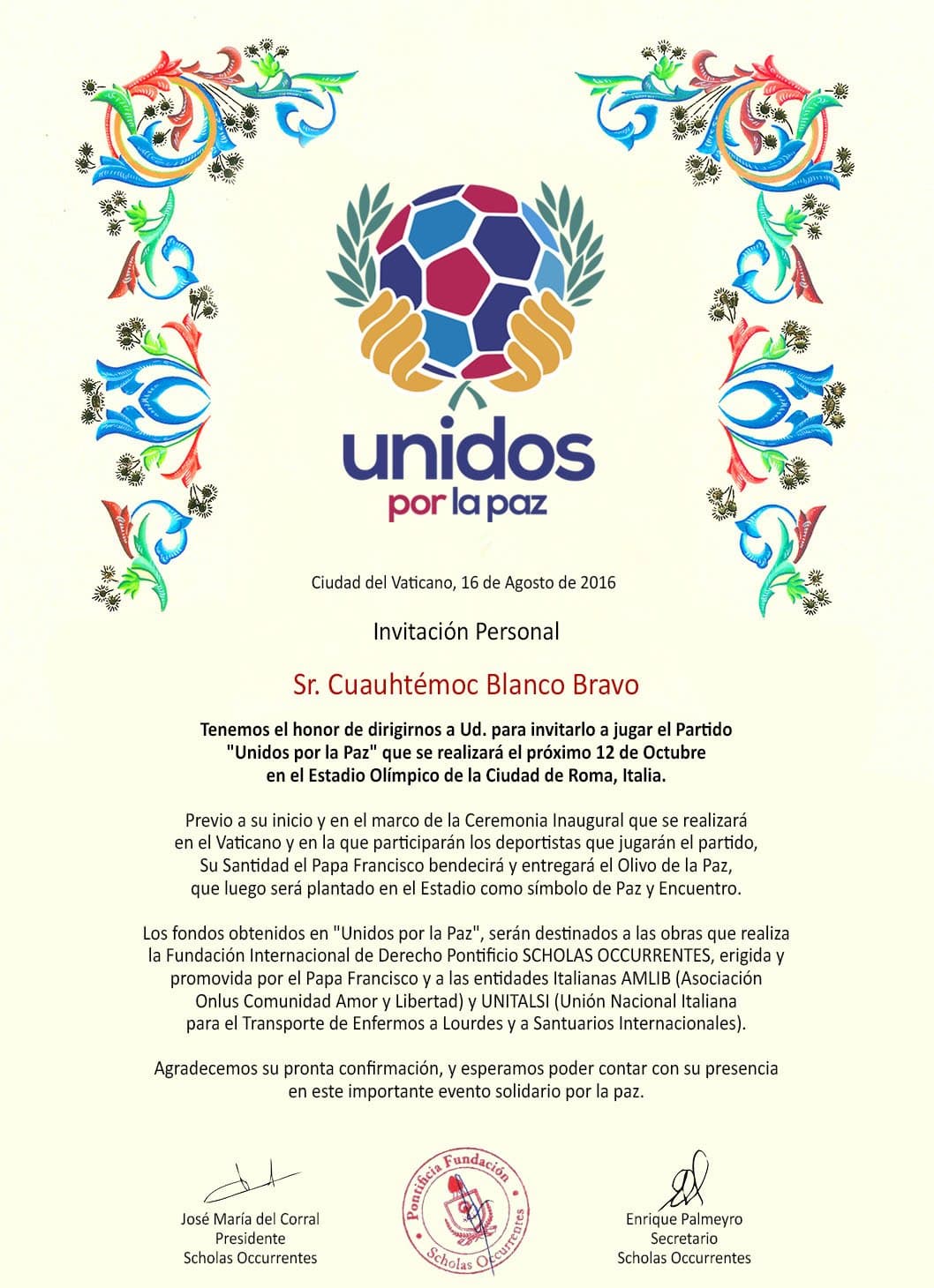 Cuauhtémoc Blanco presumió la invitación