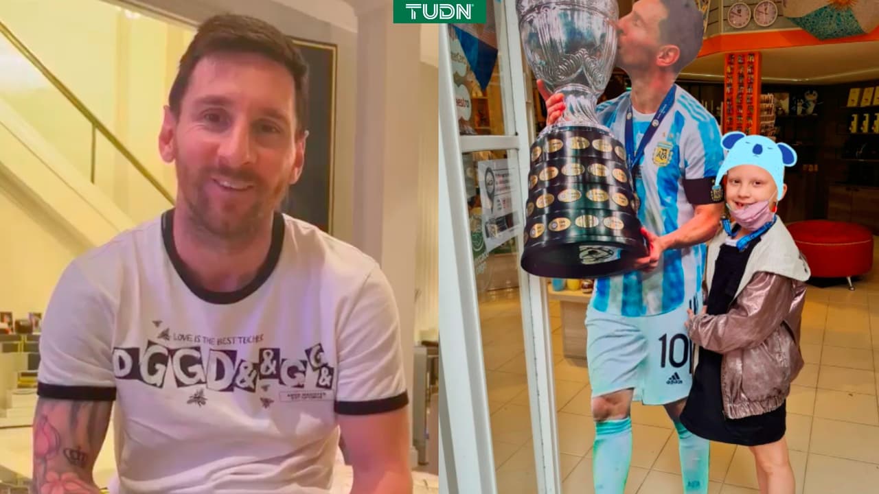 Messi saluda y motiva a Ampi, una niña que lucha contra el cáncer