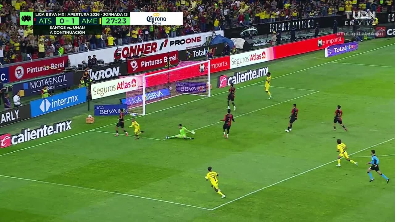 ¡GOL!  anota para América. Érick Sánchez