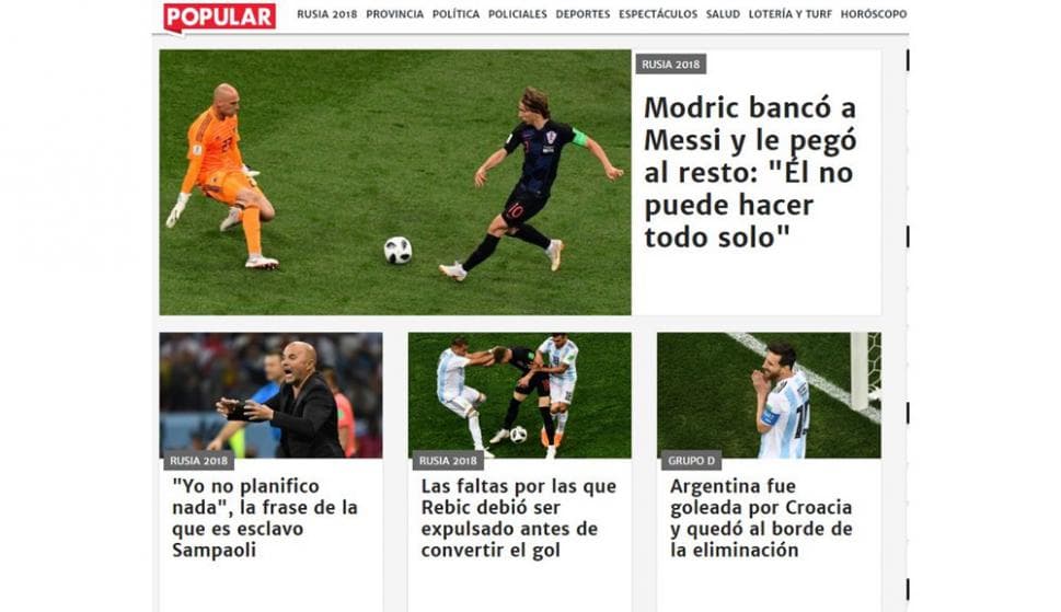 Más del
<i>Diario Popular</i> pero en defensa de Messi salió el propio rival, Luka Modric.