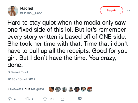 Bush dijo que le costaba trabajo quedarse callada porque, supuestamente, algunos medios estaban solamente manejando una versión de los hechos.