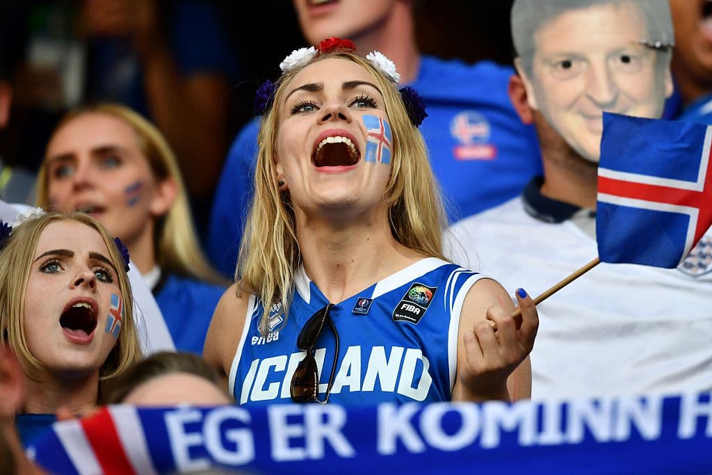 An Iceland supporter is pictured ahead the Euro 2016 round of 16 football match between England and Iceland at the Allianz Riviera stadium in Nice on June 27, 2016. / AFP / BERTRAND LANGLOIS (Photo credit should read BERTRAND LANGLOIS/AFP/Getty Images)