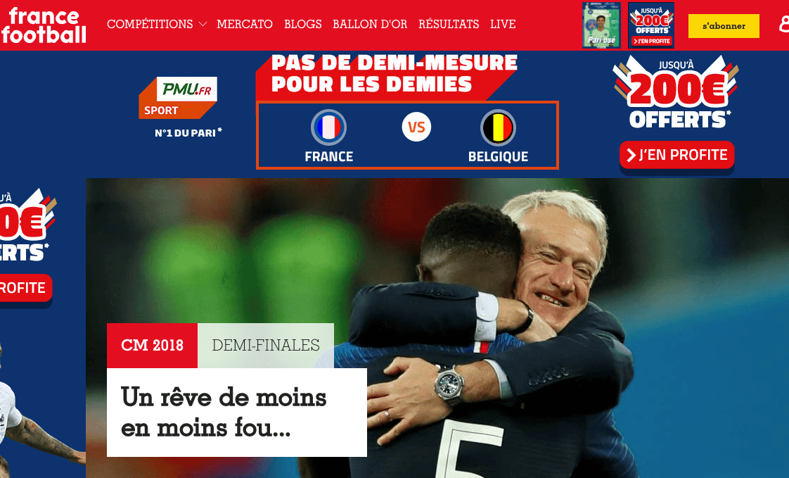 Así reaccionó la prensa en el mundo tras el avance de Francia a la Final de la Copa del Mundo al derrotar 1-0 a Bélgica en semifinales. 
<i>France Football</i>: "Un sueño menos y menos alocado".