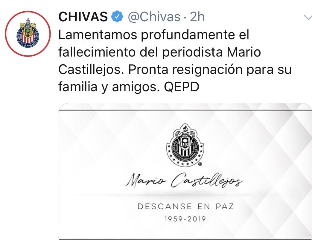 Los clubes de la Liga MX, se unieron para darle el pésame a la familia de Mario Castillejos, quién falleció este miércoles 18 de septiembre.