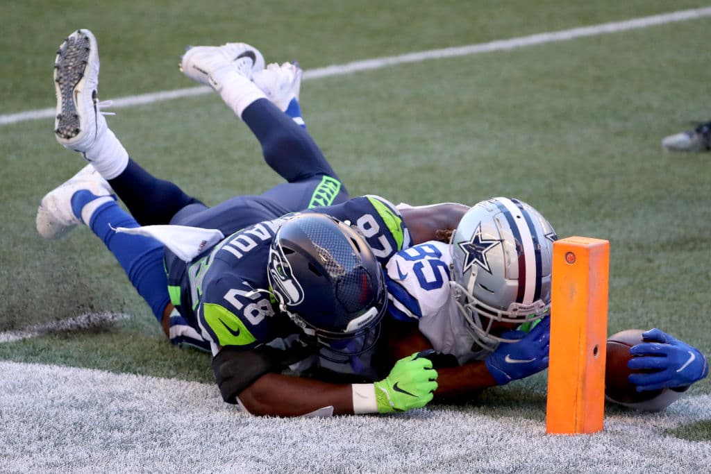 Noah Brown de Dallas Cowboys,falla anotar los dos puntos de conversión