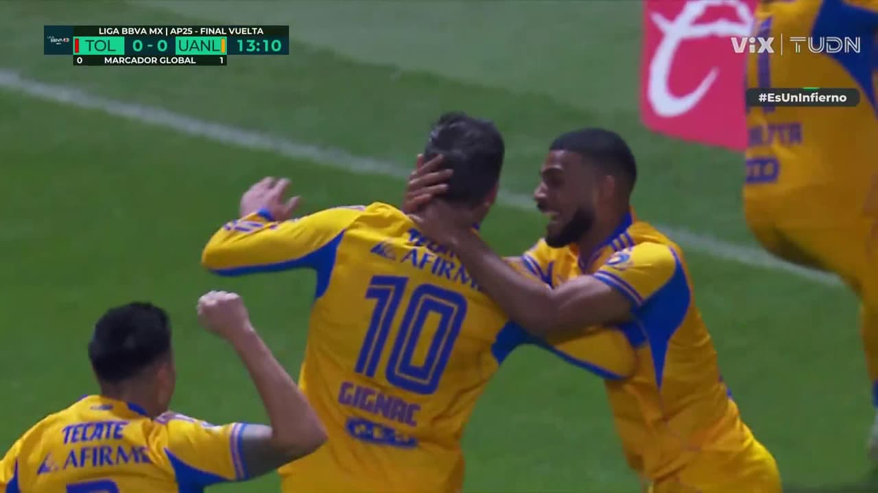 ¡Gol de Tigres que ya sabe a título! ¡Gorriarán y Gignac fabrican el primero de forma increíble!