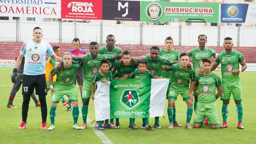 <b>Mushuc Runa Sporting Club</b>
<br>Este equipo ecuatoriano debutó en la segunda división de Tungurahua en 2009. Adopta su nombre por una cooperativa de ahorro comunitaria formada por indígenas Chibuelos de la provincia de Tungurahua.