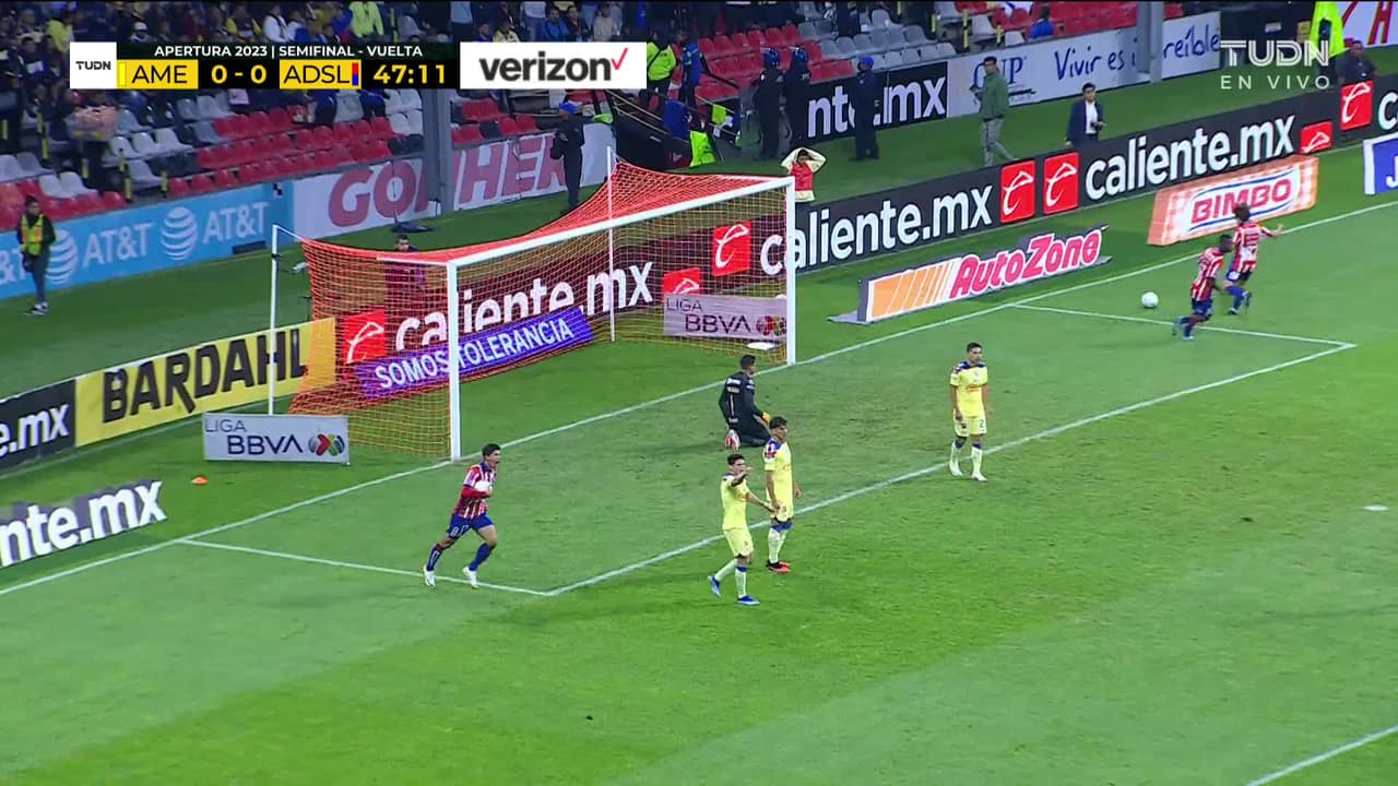 ¡GOL!  anota para Atlético San Luis. Ángel Zaldívar