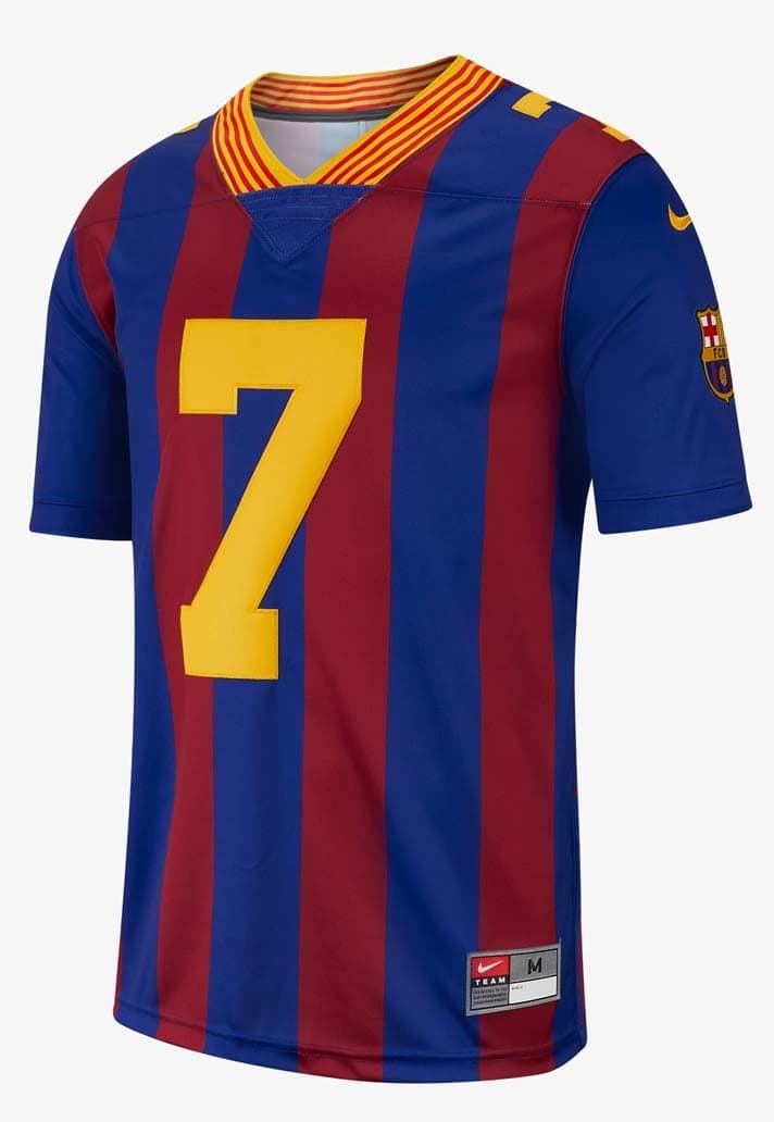 Así se ve el frontal de la playera del Barça. El detalle en el cuello es un punto a favor.