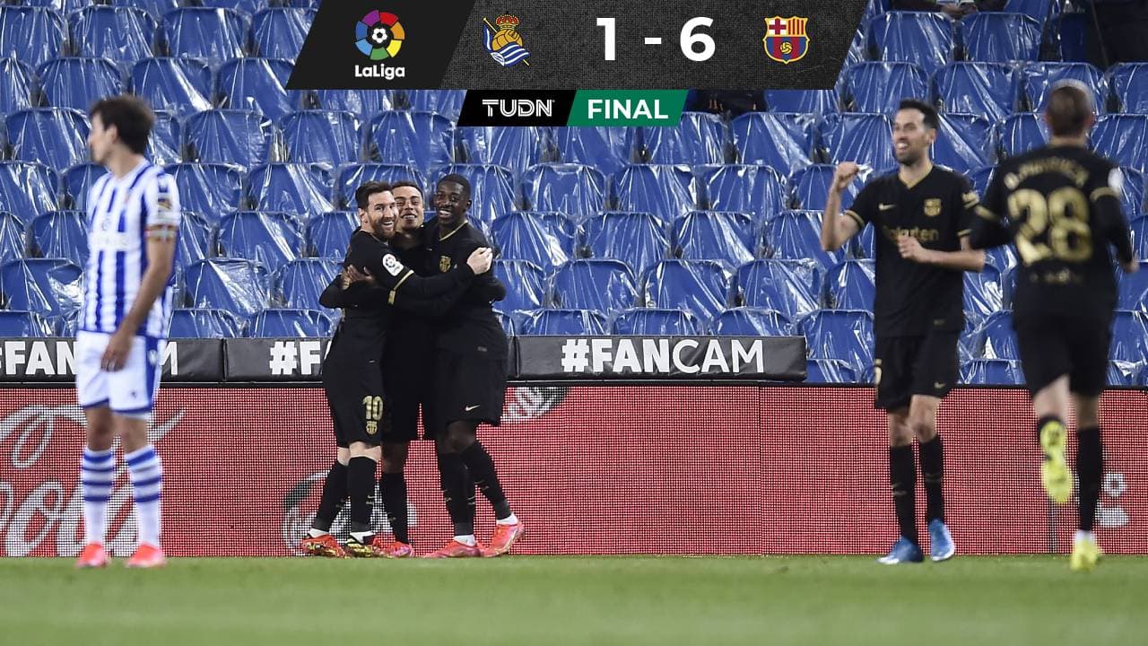 Sublime goleada de Barcelona a Real Sociedad, con doblete de Messi