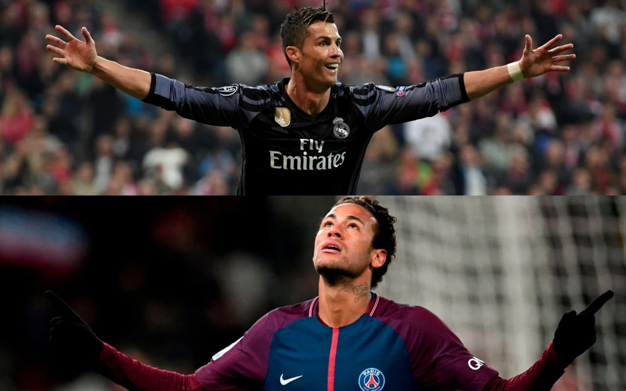 El portugués Cristiano Ronaldo y el brasileño Neymar cumplen este 5 de febrero 33 y 26 años, respectivamente. El más joven reconoce admiración por el crack europeo. Son dos carreras brillantes.