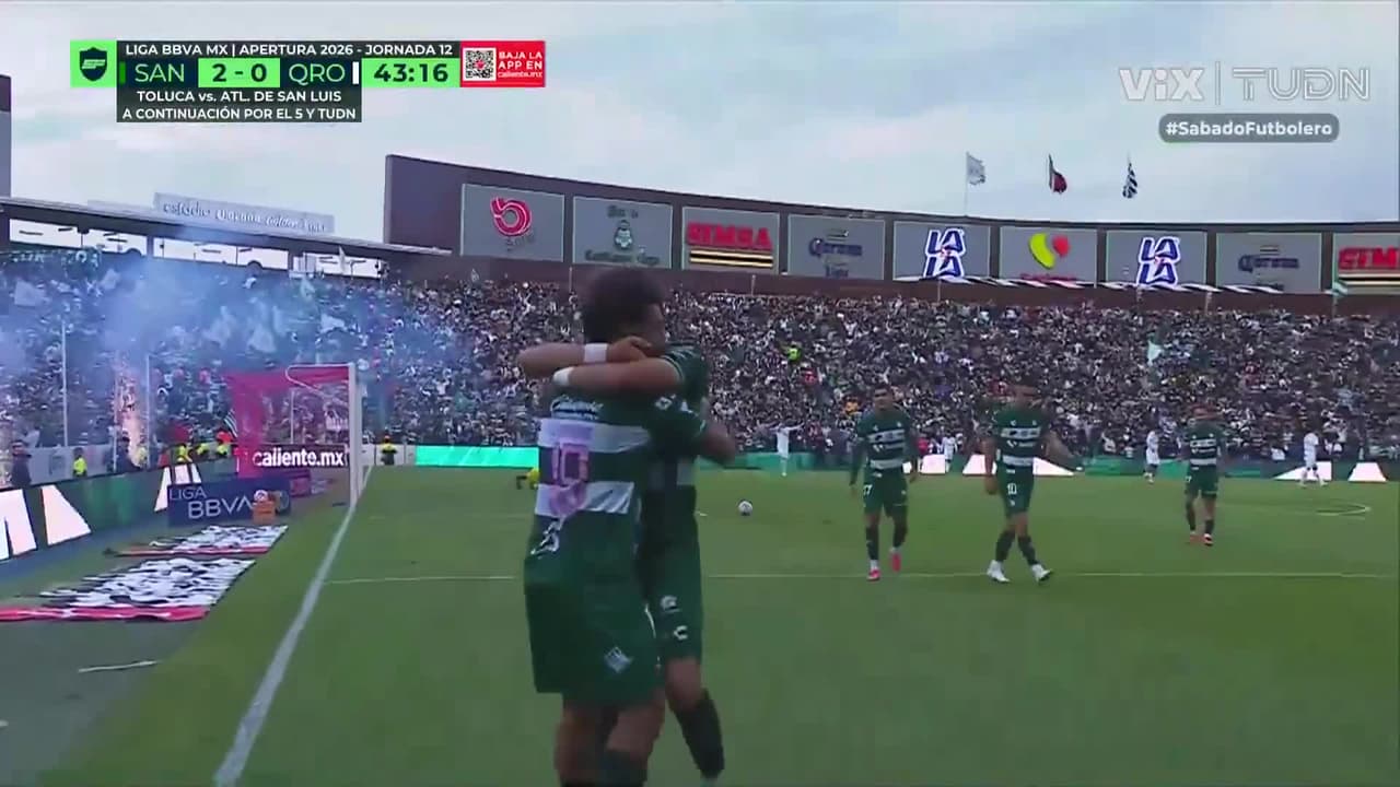 ¡Golazo de Santos! Tiki taka de los Guerreros y el 'Mudo' Aguirre hace el segundo ante Querétaro