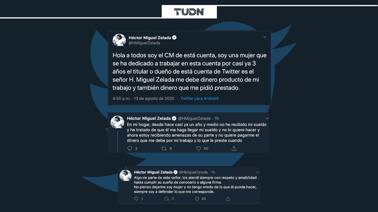 Los tuits de denuncia desde la cuenta oficial de Héctor Miguel Zelada.