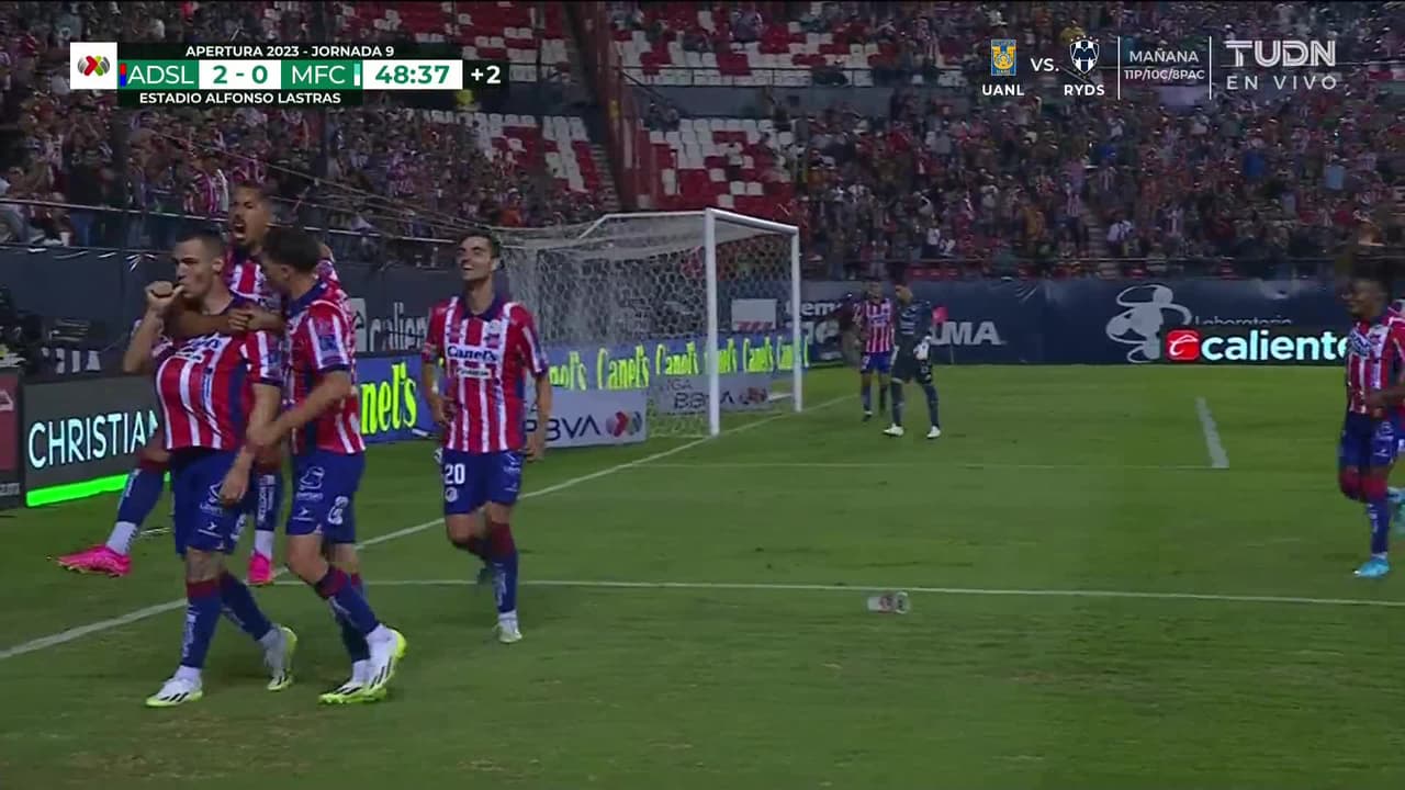 ¡GOL!  anota para Atlético San Luis. Léo Bonatini