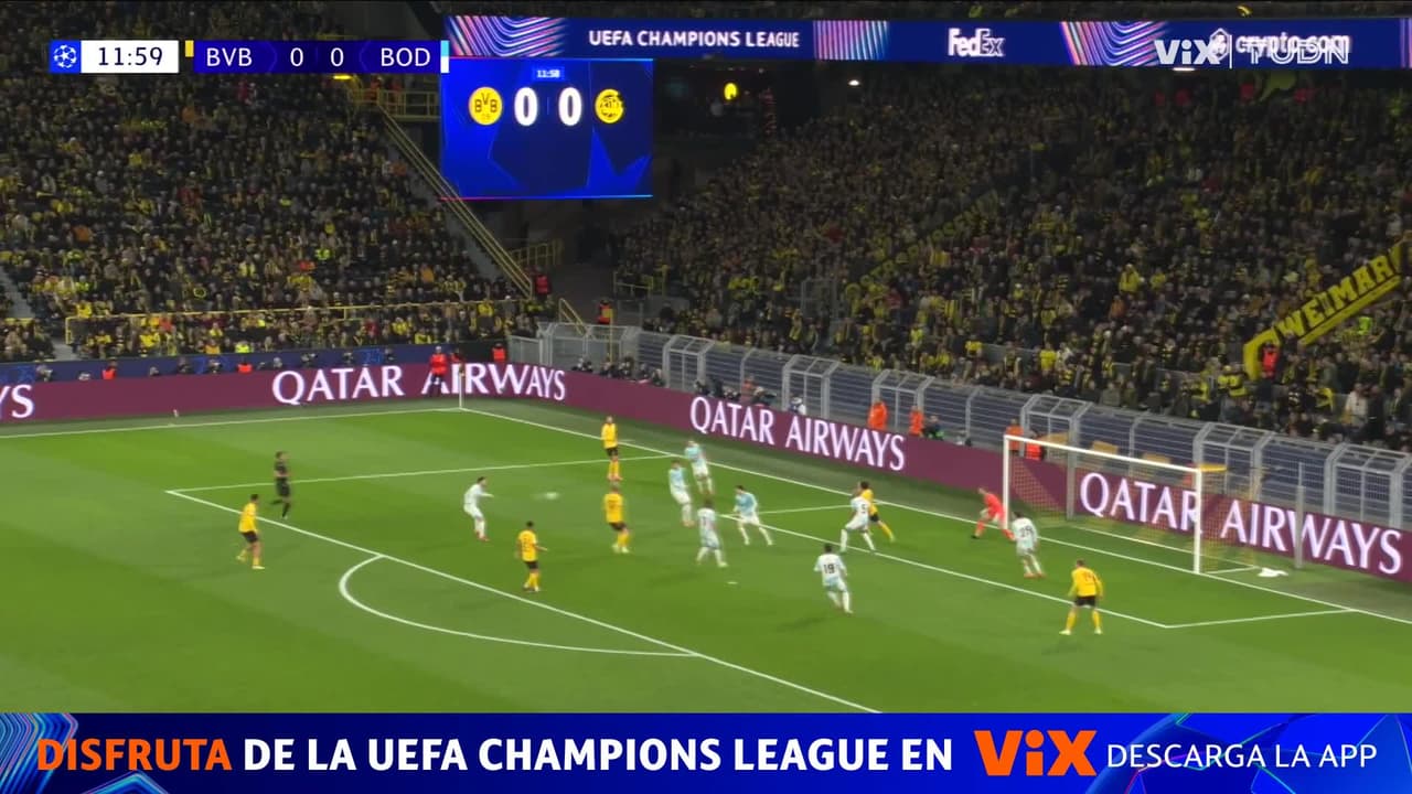 Nikita Haikin le dice que no al Dotmund y ataja de buena manera el disparo de Nmecha