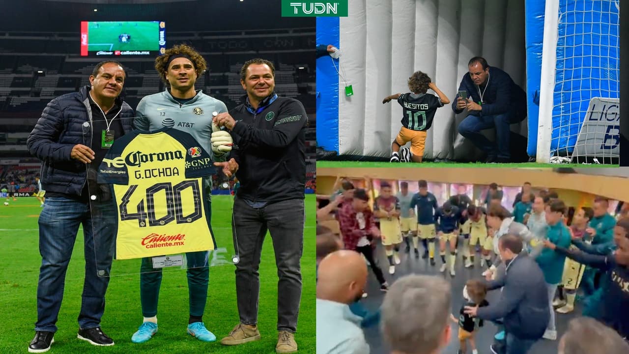 'Cuauh' rinde homenaje a Ochoa y le toma fotos a su hijo en el Azteca