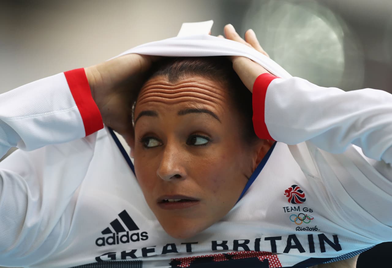 La atleta Jessica Ennis-Hill (Gran Bretaña) durante la competencia de salto alto del
<b> </b>heptatlón.