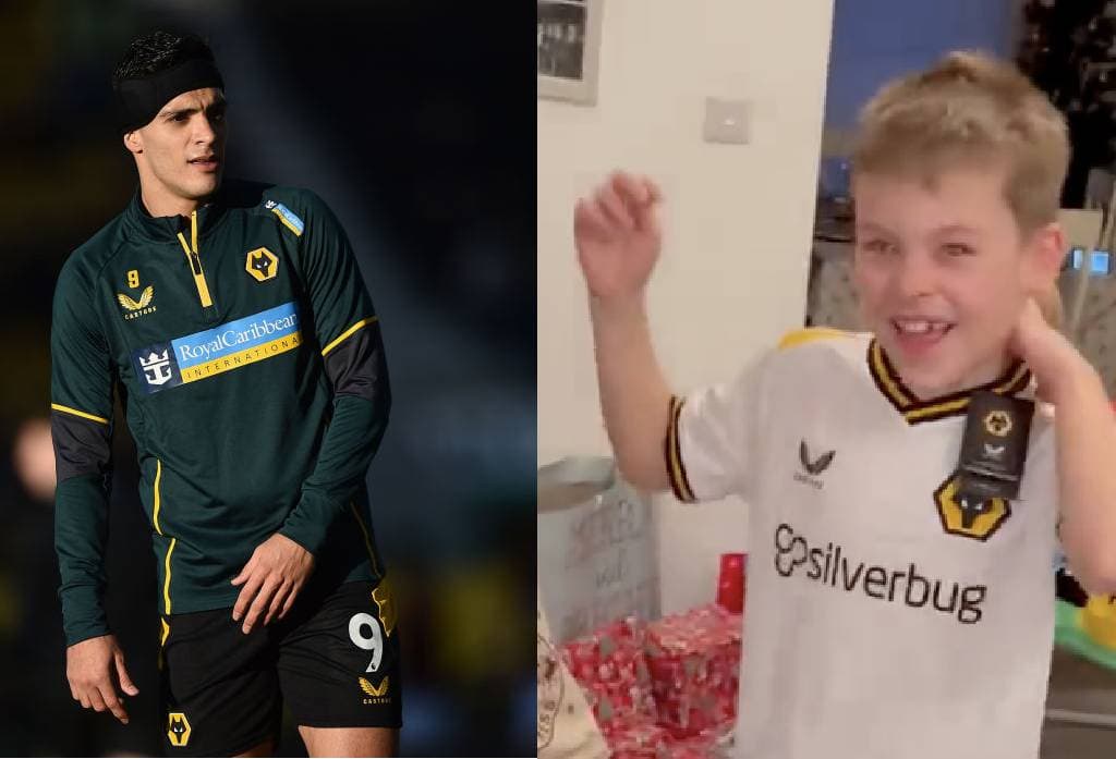 Pequeño llora de emoción al recibir la playera de Raúl Jiménez en Navidad