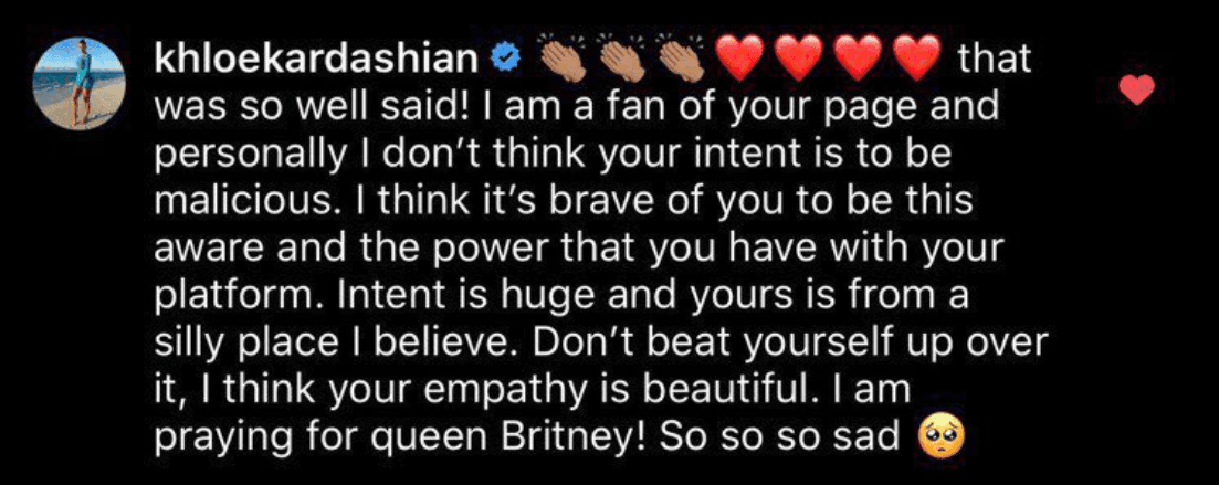 En un comentario en Instagram, la socialité reza por Britney.