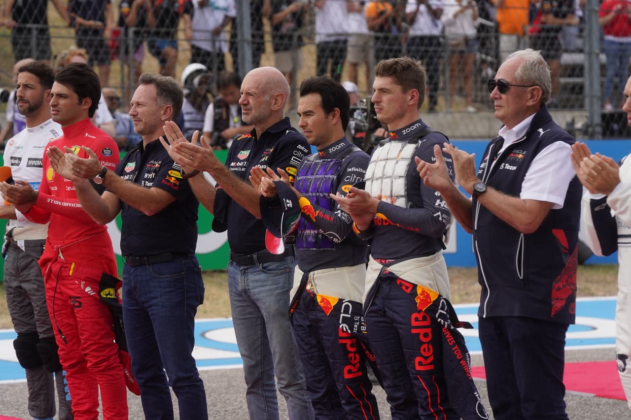 Brad Pitt, Pharrell Williams y Ed Sheeran atestiguaron el triunfo de Red Bull en el GP de Estados Unidos.