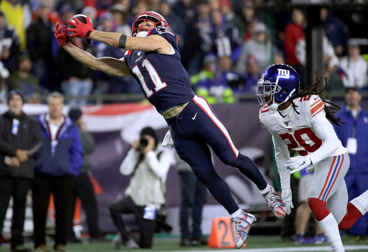 Edelman realiza gran atrapada ante Giants