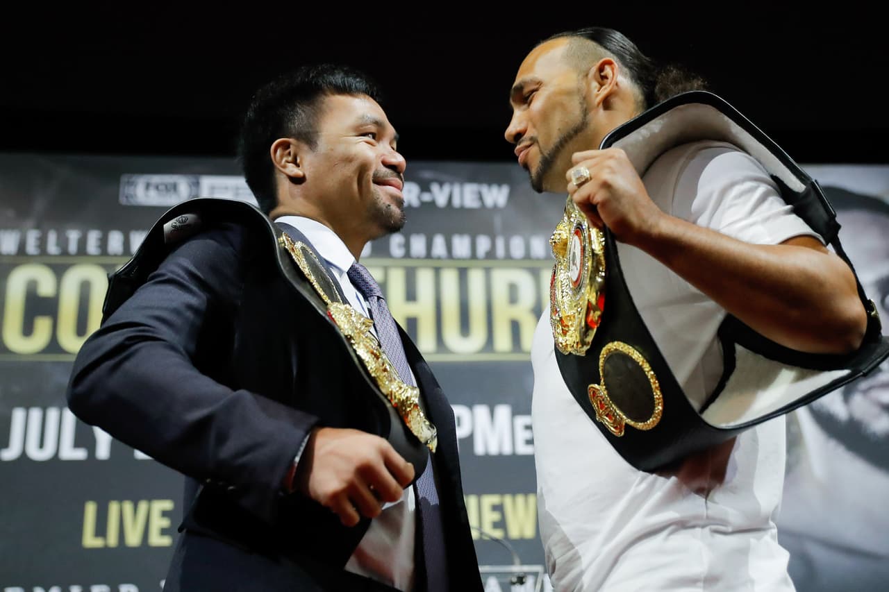 "Voy a hacerle lo que él le hizo a De la Hoya": Thurman advierte a Pacquiao en rueda de prensa