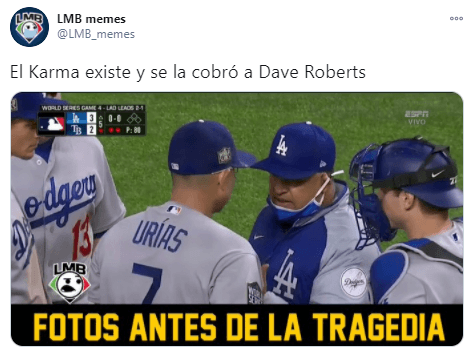 Tras la decisión del Manager de los Dodgers, Dave Roberts, de sacar al mexicano Julio Urias iniciando la quinta entrada, las redes sociales se incendiarion y reaccionaron de esta forma.