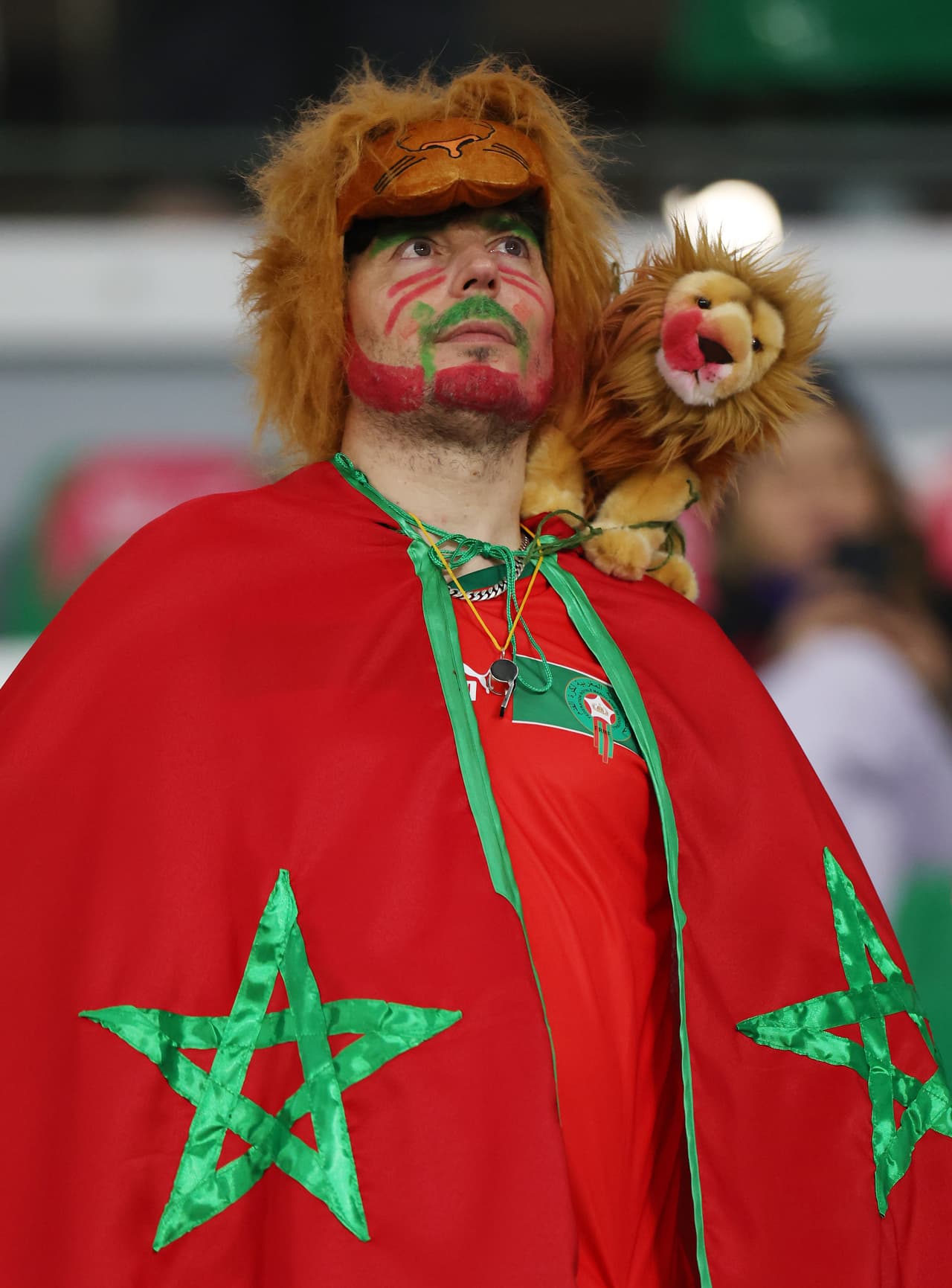 El ambiente en la grada lo pusieron los marroquíes.