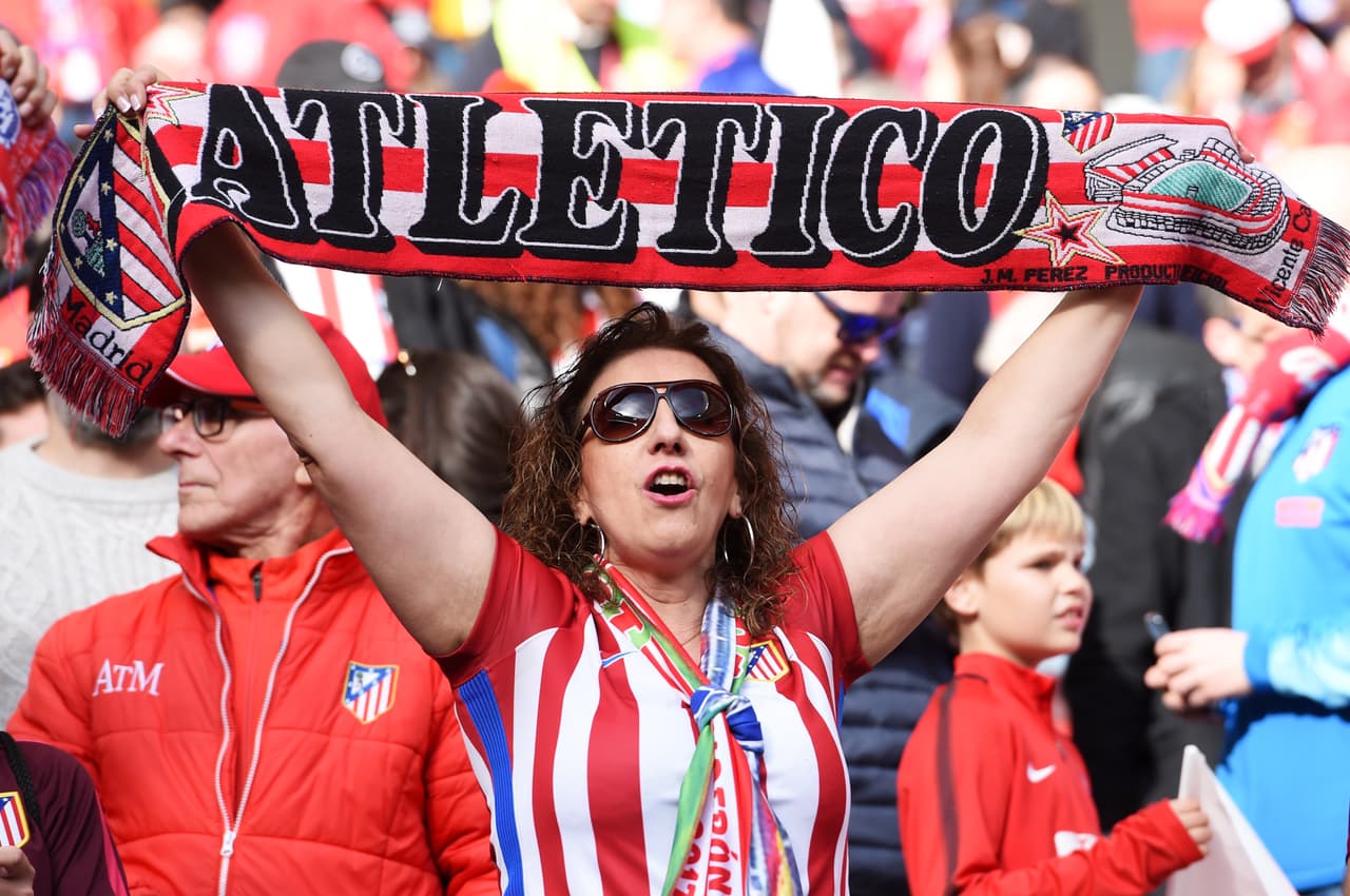 MADRID, SPAIN - FEBRUARY 09: An Atletico Madrid fan shows her support prior to the La Liga match between Club Atletico de Madrid and Real Madrid CF at Wanda Metropolitano on February 09, 2019 in Madrid, Spain. (Photo by Denis Doyle/Getty Images)