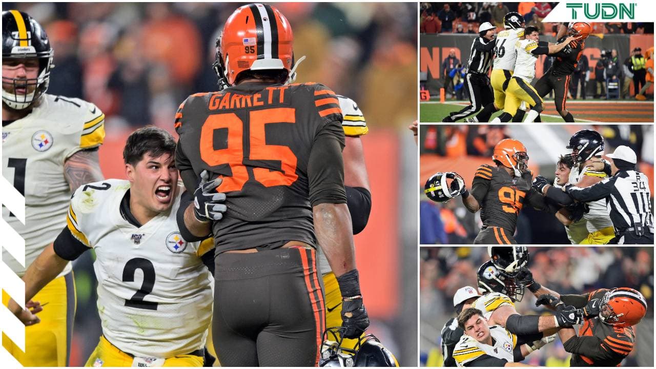 El liniero defensivo de los Browns, Myles Garrett golpeó con el casco al quarterback de los Steelers, Mason Rudolph. Hubo tres expulsiones.