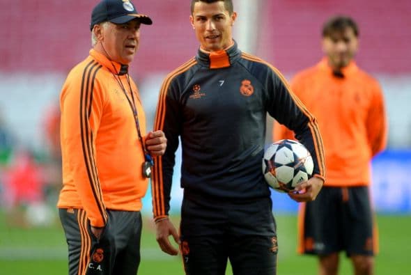 Ancelotti y Cristiano muy cerca planeado el partido.