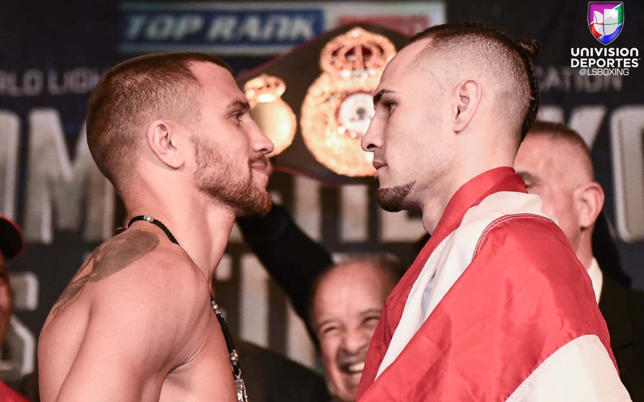 José 'Sniper' Pedraza y Vasiliy 'Hi-Tech' Lomachenko superaron la báscula a un día de su pelea de unificación de los títulos mundiales ligeros del AMB y OMB en el Madison Square Garden. El ucraniano pesó 134.4 libras, mientras que el boricua registró 134.2 libras.