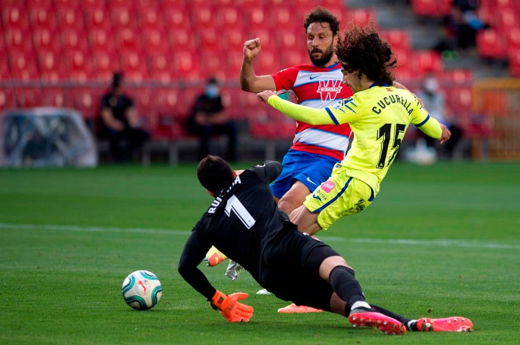 Aunque la posesión del balón fue ligeramente mayor para Granada, Getafe presentó mejores argumentos al cierre de la primera mitad.