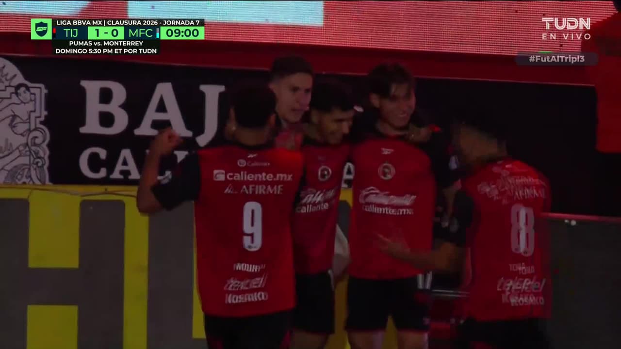 ¡Gol de vestidor! ¡Kevin Castañeda pone el primero para Tijuana
