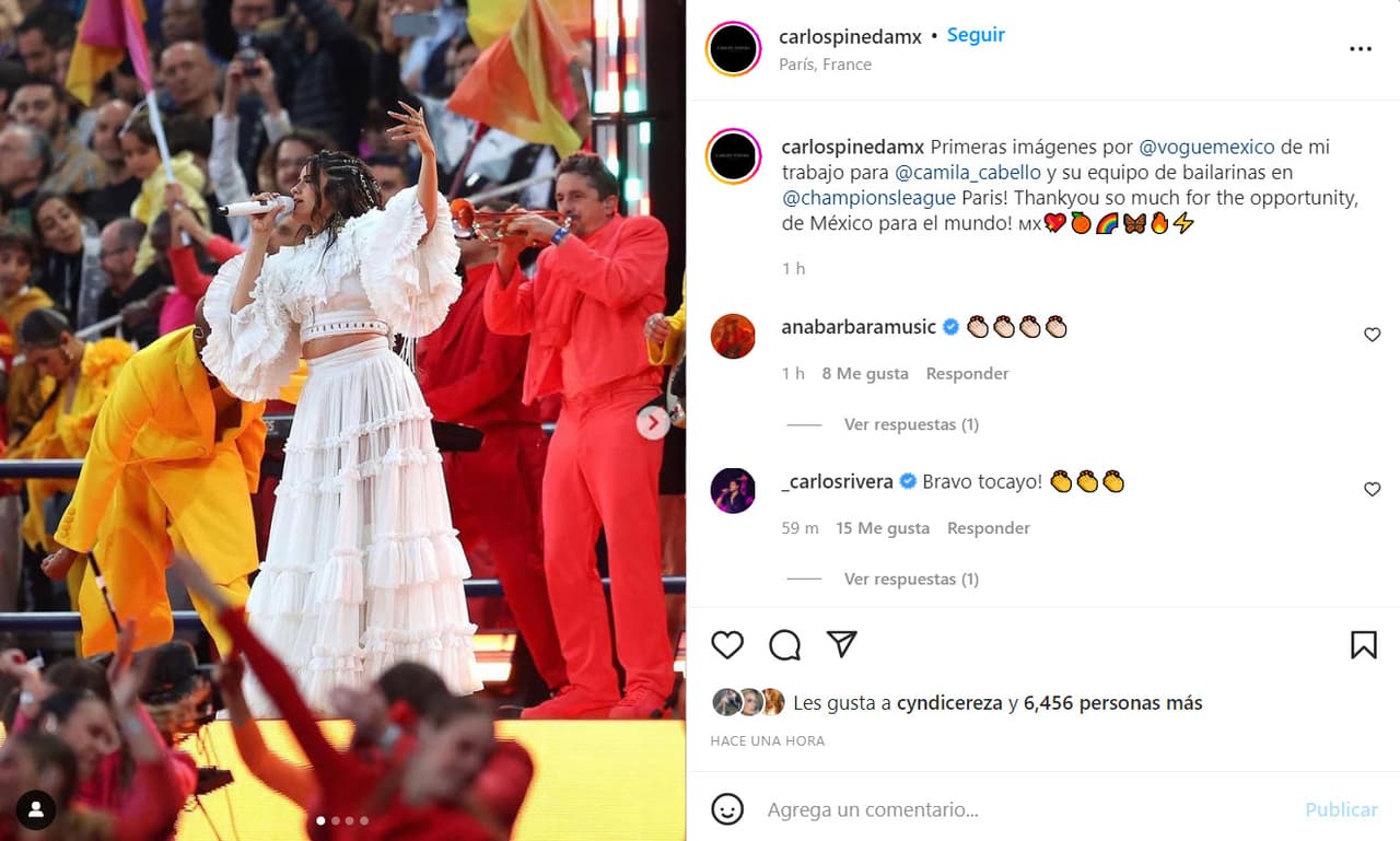 Pineda compartió su felicidad al ver representado a México en el atuendo de la cantante, quien tiene padre mexicano.
<br>