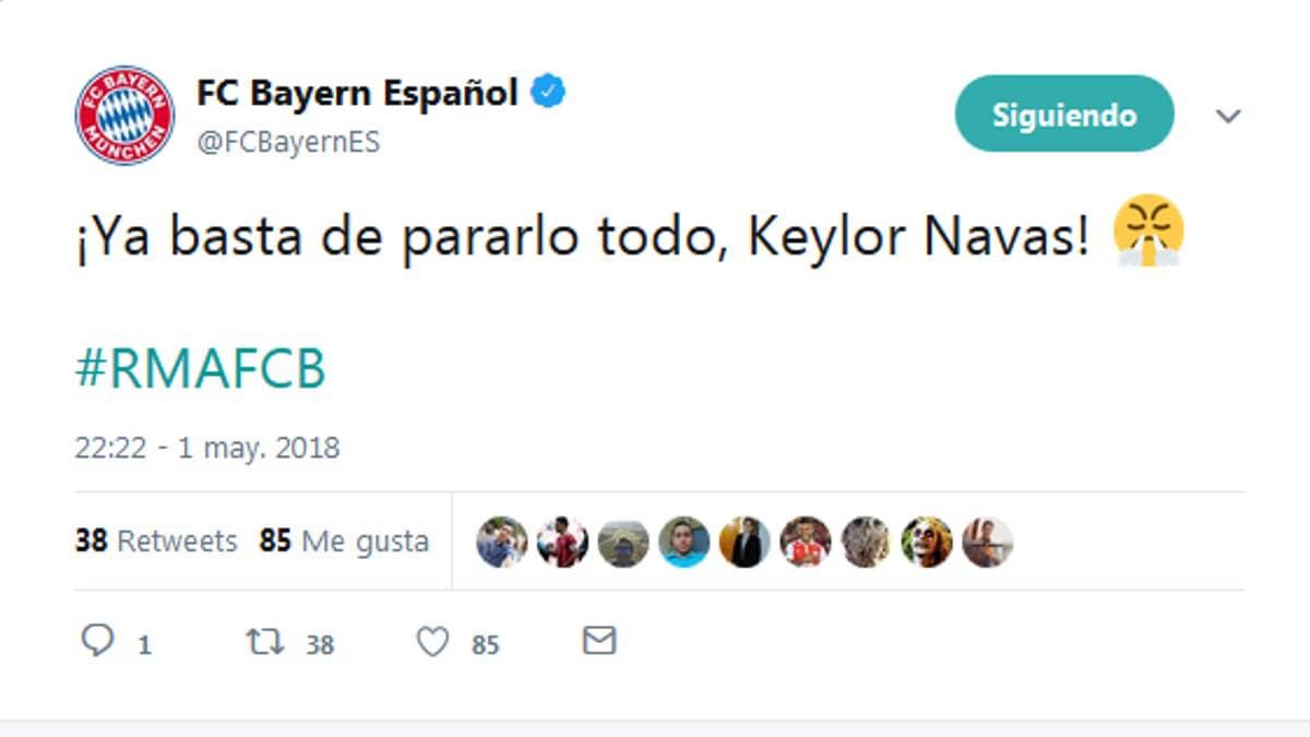 ¡Ya basta de pararlo todo, Keylor!: suplicó el Twitter del Bayern