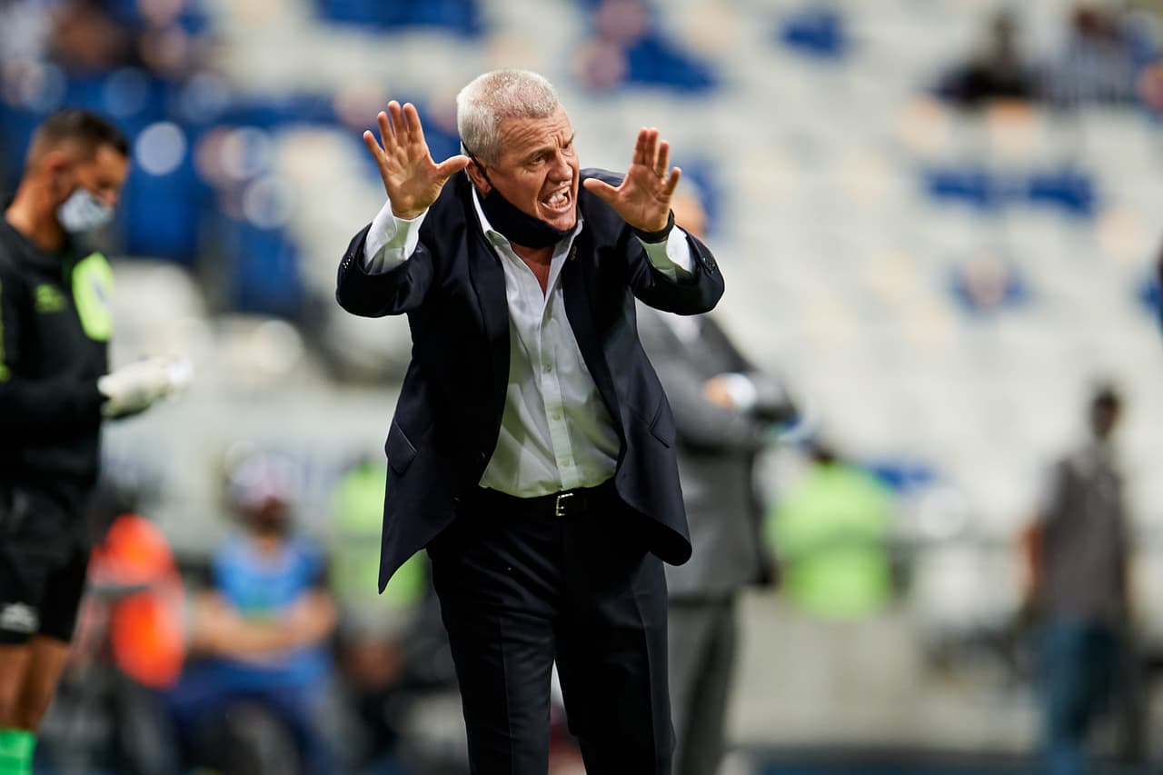 Javier Aguirre Monterrey Head Coach during the game Monterrey vs Mazatlan FC, corresponding to the 17th round match of the Torneo Guard1anes Clausura 2021 of the Liga BBVA MX, at BBVA Bancomer Stadium, on May 01, 2021. 
<br>
<br> Javier Aguirre Director Tecnico de Monterrey durante el partido Monterrey vs Mazatlan FC, correspondiente a la Jornada 17 del Torneo Clausura Guard1anes 2021 de la Liga BBVA MX, en el Estadio BBVA Bancomer, el 01 de Mayo de 2021.