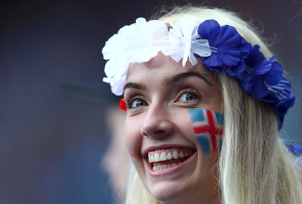 PARIS, FRANCE - JULY 03: An Iceland supporter enjoys the atmosphere prior to the UEFA EURO 2016 quarter final match between France and Iceland at Stade de France on July 3, 2016 in Paris, France. (Photo by Clive Rose/Getty Images)