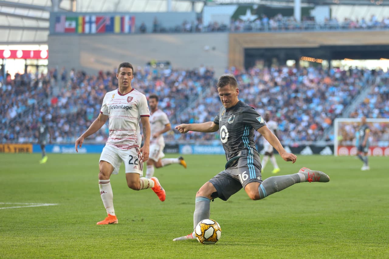 Real Salt Lake y Minnesota United FC, durante un encuentro jugado en 2019.