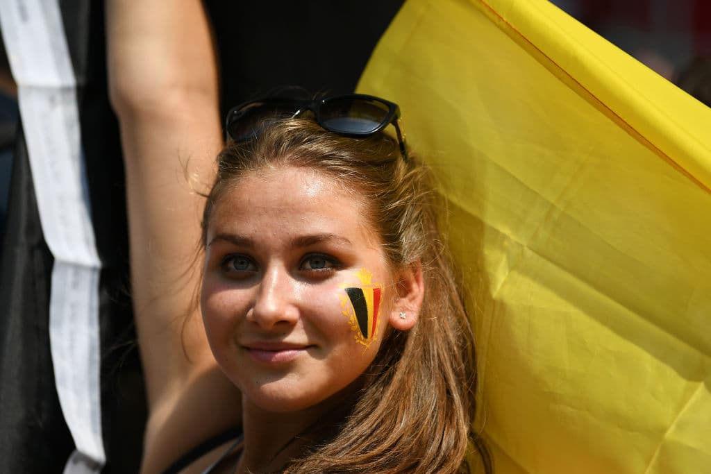 MOSCOW, RUSSIA - JUNE 23: A Belgium fan enjoys the pre match atmosphere during the 2018 FIFA World Cup Russia group G match between Belgium and Tunisia at Spartak Stadium on June 23, 2018 in Moscow, Russia. (Photo by Shaun Botterill/Getty Images)