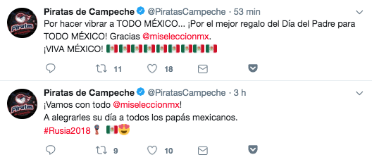 El club de beisbol Piratas de Campeche, a través de su cuenta oficial, mostró la alegría de la zona sur del teritorio nacional.