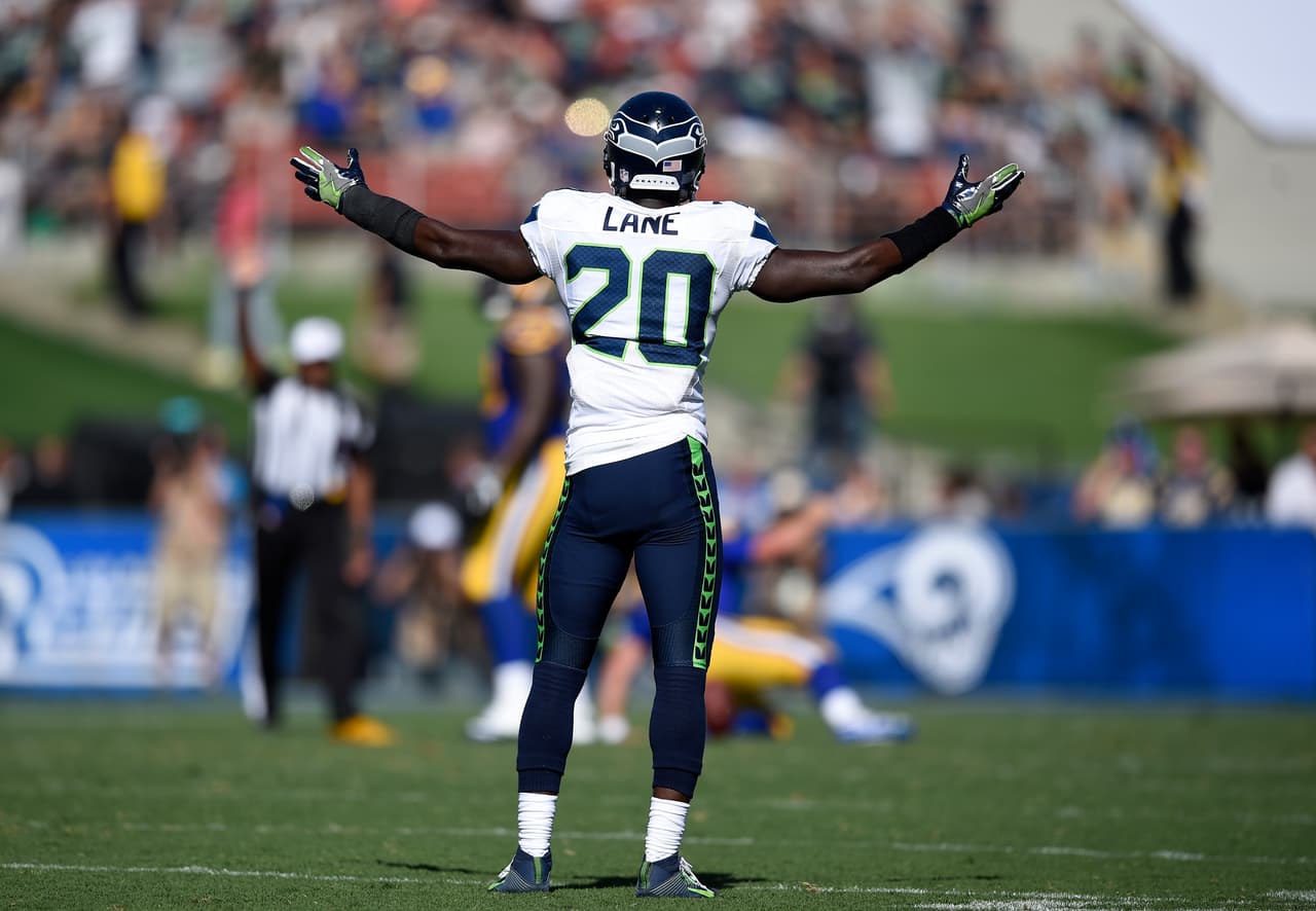 Seattle Seahawks cornerback Jeremy Lane gestures during the second half of an NFL football game against the Los Angeles Rams at the Los Angeles Memorial Coliseum, Sunday, Sept. 18, 2016, in Los Angeles. (AP Photo/Kelvin Kuo)