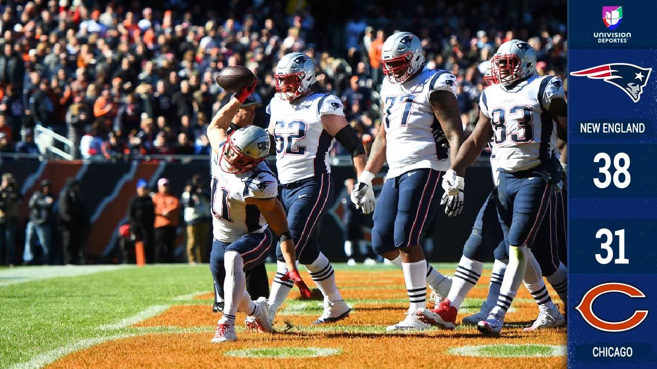 En excelente juego, los Pats resistieron la embestida de los Bears al final del encuentro cuando intentaban empatar. Tom Brady lanzó para tres pases de anotación.