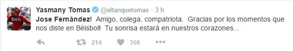 Varios protagonistas del béisbol mundial se unieron por la muerte de José Fernández y elevaron oraciones por el descanso del cubano.