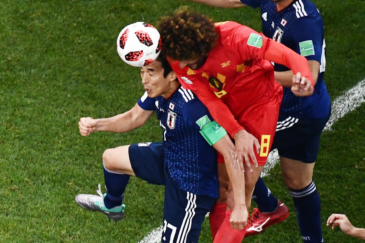 142. Marouane Fellaini (Bélgica) marcó con otro cabezazo en el área. Bélgica 2-2 Japón.