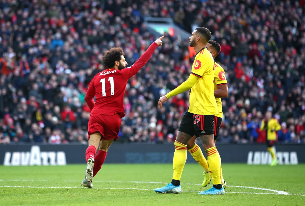 Liverpool 2-0 Watford. Salah marcó doblete en el duelo disputado en el Anfield.