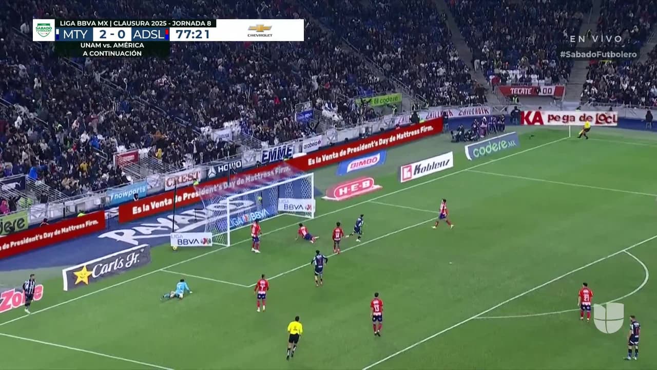 ¡GOOOL! Germán Berterame anota para Monterrey.