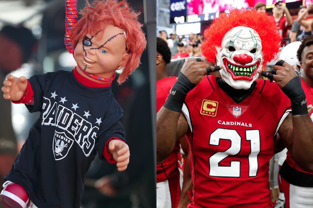 El muñeco malvado Chucky y otros personajes inspiraron a jugadores y fanáticos para darle un color diferente a la jornada de la NFL en medio de la fiesta de Halloween.